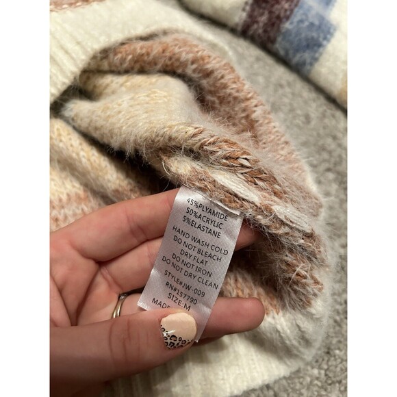 PINCH Hilda Cream Multi Striped Eyelash Knit Sweater Size Medium - Picture 8 of 8